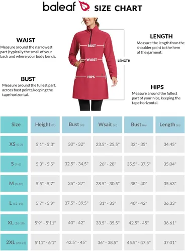 Vista 7 de BALEAF Sudadera de forro polar para mujer, túnica larga con cremallera de un cuarto, vestido de invierno polar con bolsillo