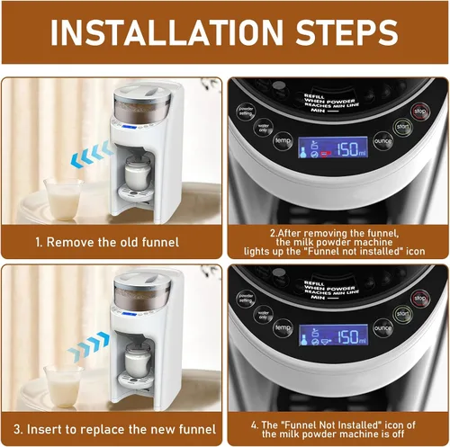 Vista 4 de Embudo de repuesto para dispensador de bebé compatible con los modelos Baby Brezza Pro Advanced y Pro Advanced, embudo de repuesto y cubierta, se