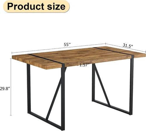 Vista 2 de Mesa de Comedor para 4-6, Mesa de Cocina de 55'', Mesas de Cocina y Comedor, Mesa de Comedor de Madera MDF con Patas de Metal para Sala de Estar