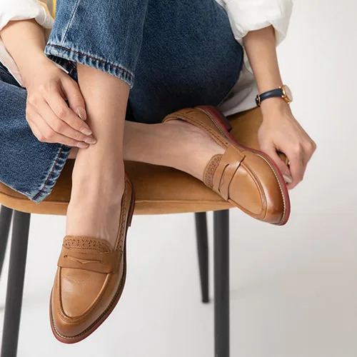 Vista 6 de U-lite Mocasines clásicos de piel de oveja para mujer, cómodos zapatos planos de vestir
