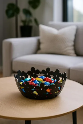 Vista 5 de Mango Steam Cesta decorativa de frutas, verduras y dulces (flor, negro)