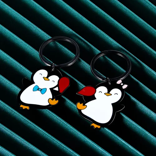 Vista 4 de FrereFeter 2 llaveros a juego de pingüinos para parejas, amantes de los pingüinos, llaveros nacionales para el día del novio, lindo llavero
