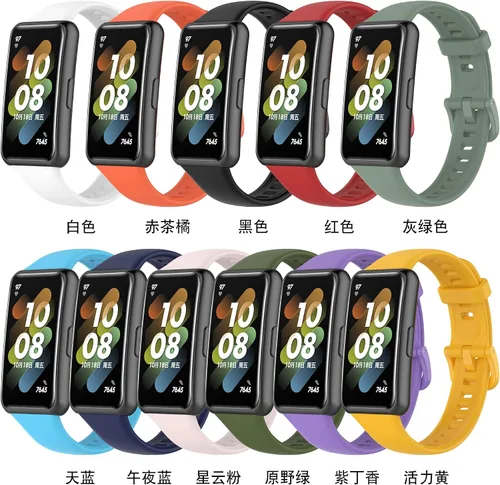 Vista 3 de Senter Correa de repuesto de goma suave de liberación rápida para reloj inteligente Huawei Band 7
