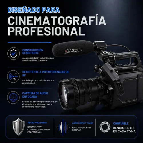 Vista 5 de Azden SGM-250CX Micrófono compacto profesional de escopeta Cine