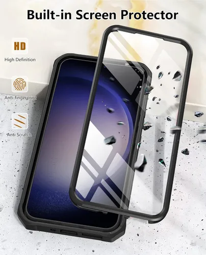 Vista 5 de FNTCASE Funda para Samsung Galaxy S23+Plus: funda protectora texturizada de doble capa y carcasa de TPU resistente con soporte Protección contra