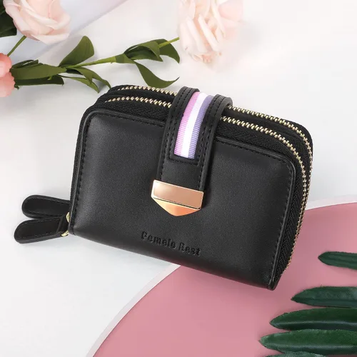 Vista 8 de Cartera de tarjetas para mujer con protección RFID de hasta 24 ranuras para tarjetas Negro Cartera RFID