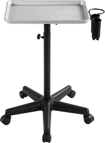 Vista 2 de Yaheetech Bandeja de salón rodante, equipo de carrito de aluminio con ruedas y altura ajustable, taburetes de spa, bandeja de almacenamiento