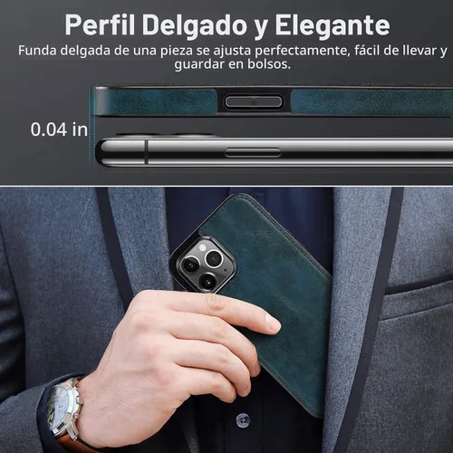 Vista 5 de LOHASIC Funda para iPhone 12 Pro Max, delgada de piel sintética de lujo, agarre antideslizante, resistente, a prueba de golpes, protección de cuerpo