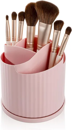 Vista 9 de Anyoifax Organizador giratorio de 360 brochas de maquillaje con 5 ranuras para brochas de maquillaje, taza en forma de flor, soporte para bolígrafo