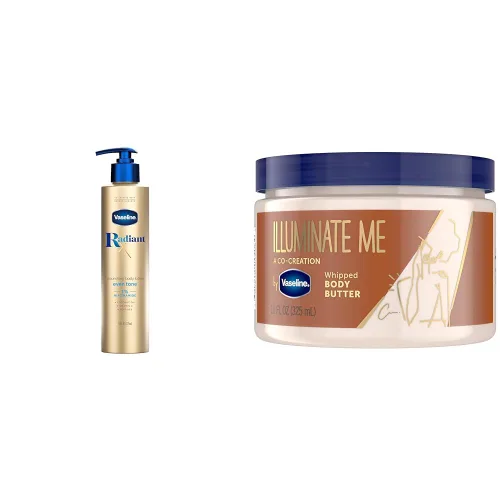 Vista 10 de Vaseline Radiant X Even Tone Loción corporal nutritiva con 1% de niacinamida, aceite de coco, vitamina C y péptidos, 11 onzas