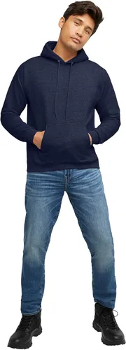 Vista 5 de Hanes - Sudadera con capucha Ecosmart para hombre, de vellón de peso medio, Azul marino (Heather Navy)