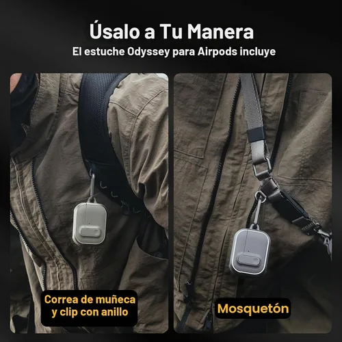 Vista 9 de MAGEASY Odyssey - Funda para AirPods Pro 2, funda resistente para AirPods Pro con bloqueo seguro, clip de mosquetón para protección a prueba