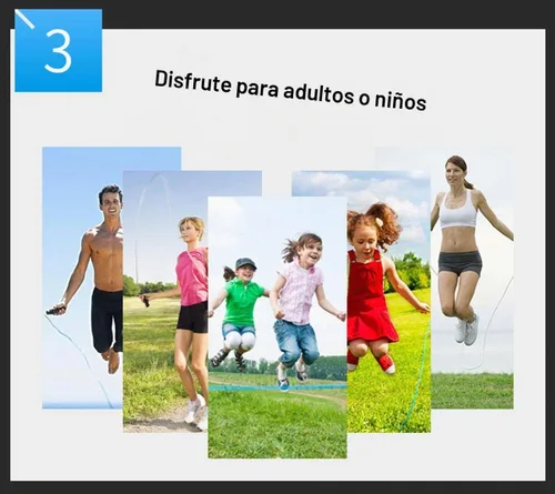 Vista 6 de Cuerda de saltar de 8.8 pies para mujeres, hombres y niños, cuerda de salto con mango de madera
