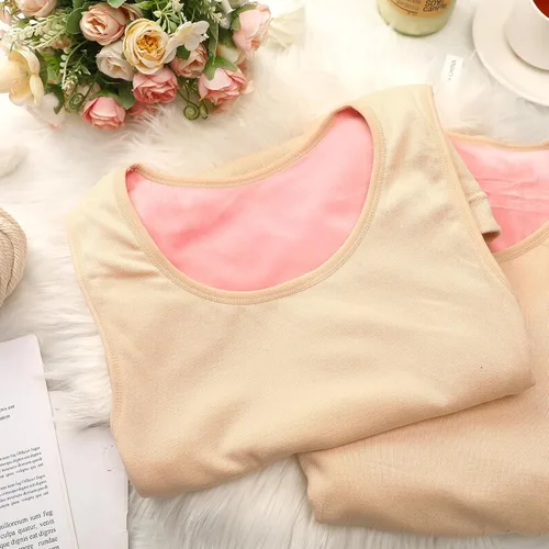 Vista 3 de Sintege Camiseta térmica sin mangas para mujer, con forro polar, camiseta interior para mujer, mezcla de algodón, chaleco de capa base cálida