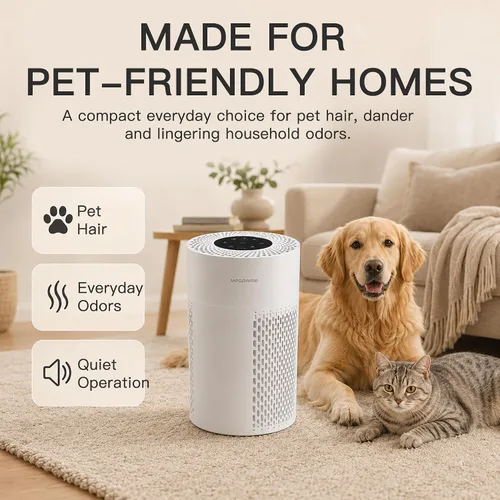 Vista 7 de MegaWise Purificador de aire silencioso de escritorio con 3 velocidades para oficina en casa, filtro HEPA verdadero con sensor inteligente