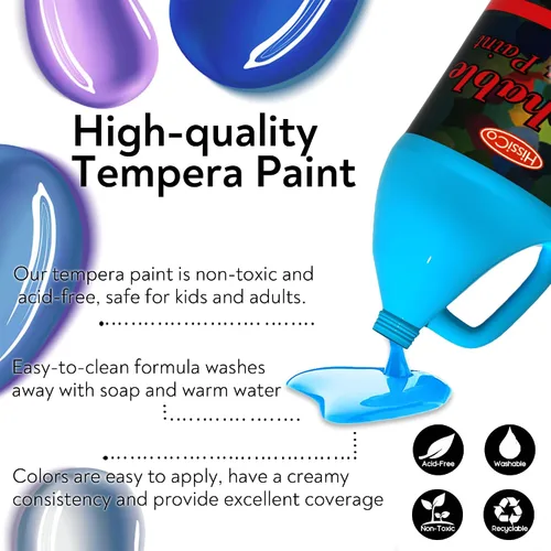 Vista 2 de HissiCo Pintura de témpera lavable para niños, color azul (128 oz/1 galón), pintura líquida para póster, pintura no tóxica para niños con purpurina