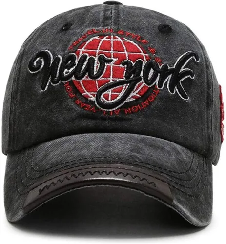 Vista 3 de XibeiTrade Gorra de béisbol retro de Nueva York de algodón con ala de cuero para deportes al aire libre