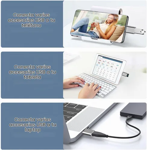 Vista 3 de Adaptador USB C a USB 3.1 Gen 2, 10Gbps USB a USBC, USB-C macho a USB 3.0 A hembra USB 3.2 Tipo C OTG convertidor para MacBook Pro Laptop PC iMac