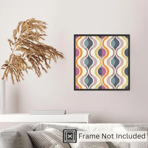 Vista 5 de Ethan Taylor Abstract Wall Art Prints Unframed Square Posters 'Retro 70s Hippie Groovy Pattern XV' Retro Home Décor for Living Room, Bedroom