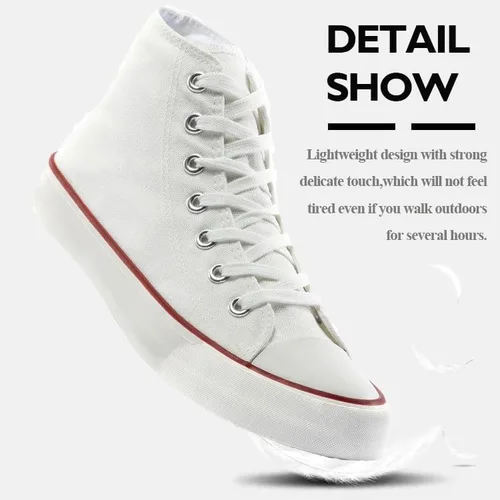 Vista 3 de Zapatos de lona para mujeres y hombres, tenis de lona con cordones, tenis de lona a la moda, zapatos clásicos casuales para caminar, cómodos
