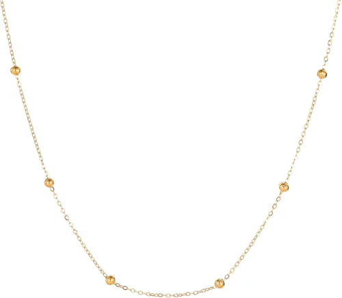 Vista 5 de Collar de cadena para mujer, delicado y sencillo, chapado en oro de 18 quilates, gargantilla con disco tipo moneda, trenzada, con cuentas, collar