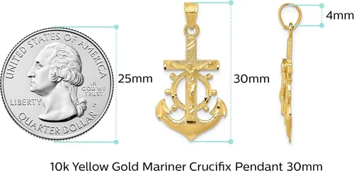 Vista 5 de Colgante de cruz de marina oro amarillo sólido de 10 quilates dije de crucifijo 1181in x 0630in regalos de joyería para mujeres esposa mamá regalos