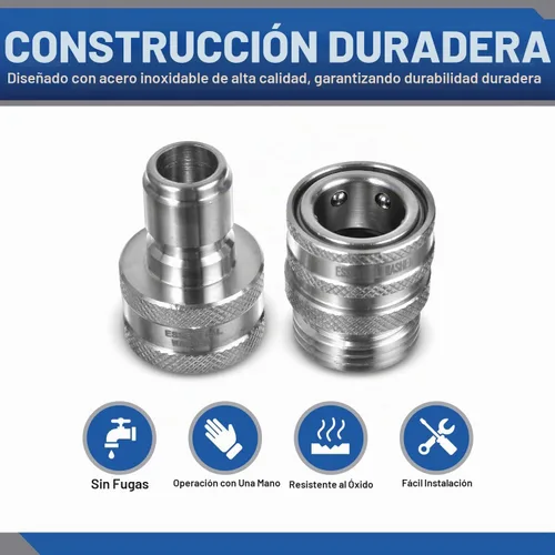Vista 3 de Essential Washer Accesorios de conexión rápida de manguera de jardín de 3/4 pulgadas de acero inoxidable Diseño de operación con una mano Juego