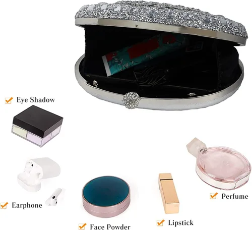Vista 4 de Bolso de noche para mujer, bolso de mano con lentejuelas brillantes