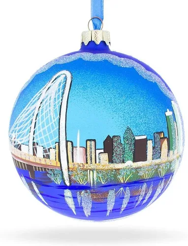 Vista 6 de Dallas, Texas - Adorno navideño de bola de cristal de 4 pulgadas