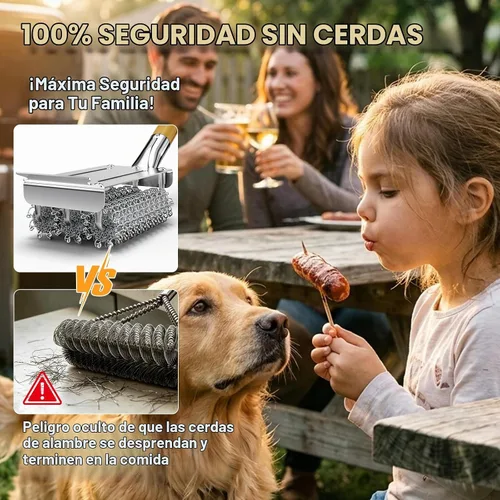 Vista 2 de Cepillo de parrilla sin cerdas con raspador, cepillo de parrilla de A0 - Plata