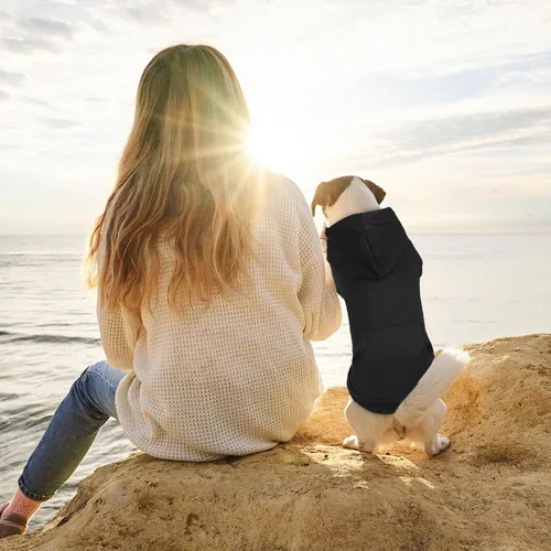 Vista 5 de Suéteres para perros pequeños, sudadera con capucha para perro, suéter de forro polar para mascotas, ropa suave con bolsillo, sudadera con capucha