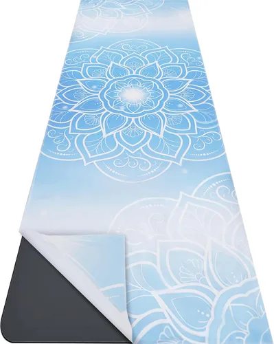Vista 10 de Toalla para esterilla de yoga con bolsillos en las esquinas, toallas de yoga de microfibra para yoga caliente, antideslizantes, absorben la humedad
