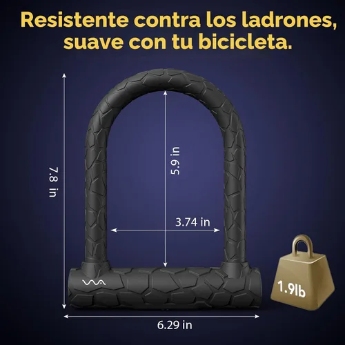 Vista 2 de Candado de bicicleta resistente antirrobo, cerradura en U para bicicleta con llave con cable de seguridad de 4 pies y soporte de montaje