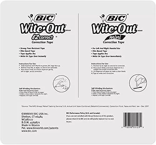 Vista 2 de BIC Wite-Out EZ Correct - Cinta correctora, 7 unidades + 1 mini cinta correctora BIC Wite-Out