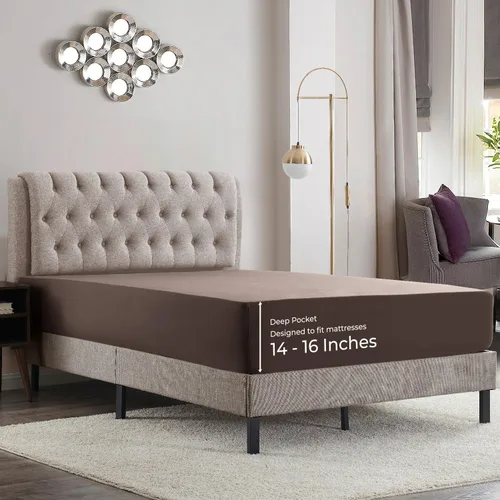 Vista 20 de Empyrean Bedding Sábanas de cama individual – Sábana bajera ajustable de 14 a 16 pulgadas individual – Sábana bajera súper suave individual – Sábana