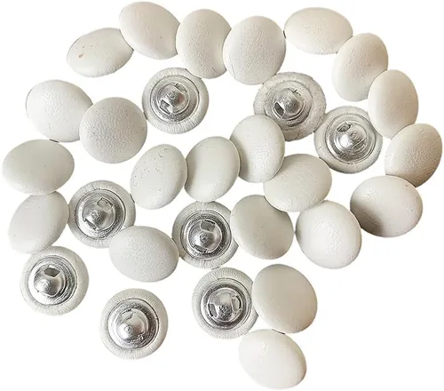 Vista 25 de Heyiwell 30 botones redondos cubiertos de cuero con vástago de metal, para vestidos de novia, camisas, vestidos, manualidades de costura (beige, mm)