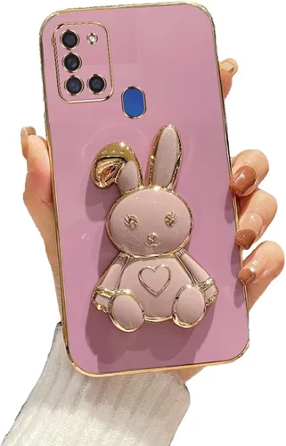 Vista 20 de Funda con soporte de conejo de corazón para Samsung Galaxy A10, cubierta protectora de TPU suave galvanizada a prueba de golpes con bonito soporte