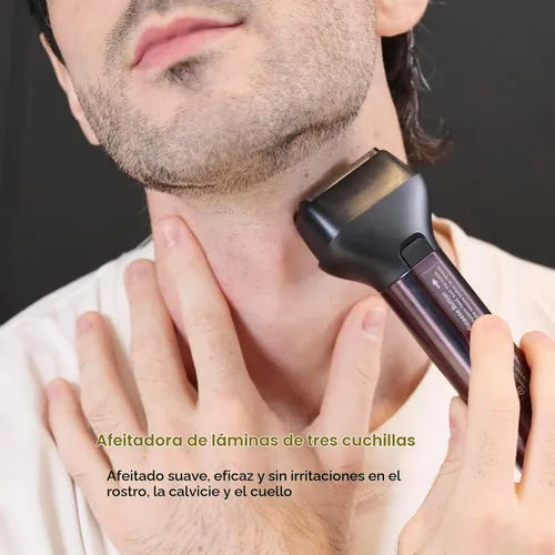 Vista 4 de Recortadora de barba para hombres, kit de afeitado 3 en 1 con afeitadora