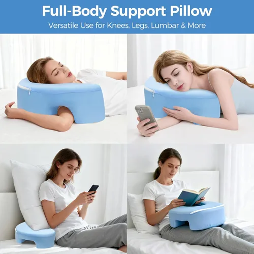 Vista 7 de Almohada de espuma viscoelástica para dormir de lado, alivio del dolor de hombro, cojín ergonómico de apoyo cervical
