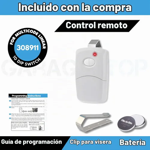 Vista 4 de GARAGE STOP para Linear Multi-Code Mando a distancia para puerta de garaje 3089 MCS412001 de 2 botones