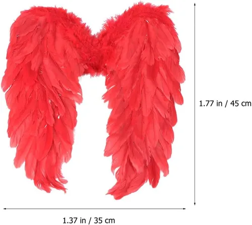 Vista 5 de Abaodam Plumas de alas de ángel para cosplay, fiesta de Halloween, accesorios de escenario para niños, rojo