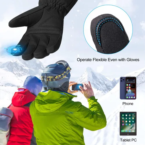 Vista 3 de Guantes térmicos con batería de 7.4 V recargables para hombres y mujeres, recargables para senderismo, esquí, ciclismo, campamento y pesca, guantes