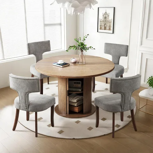 Vista 32 de SoarFlash Juego de mesa de cocina y sillas para 4, juego de mesa de comedor de 47 pulgadas para 4 personas con sillas tapizadas de terciopelo, juego