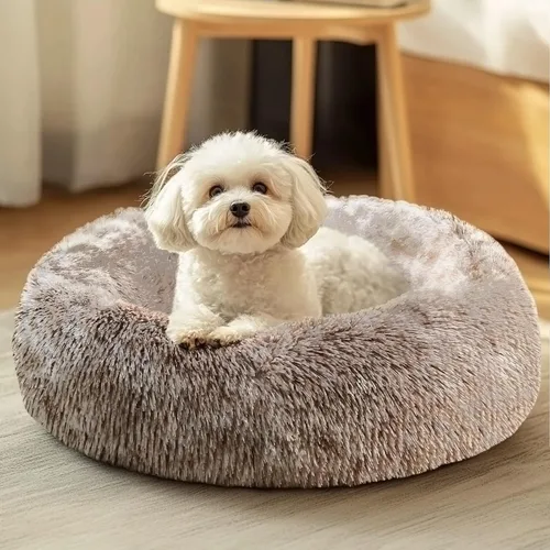 Vista 36 de JOLLYVOGUE - Cama para perros y gatos, cama relajante y antiestrés para mascotas y perros pequeños, cojín esponjoso en forma de dona para mascotas