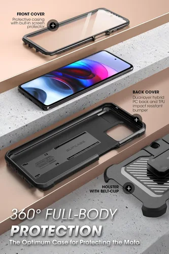 Vista 4 de SUPCASE Unicorn Beetle Pro - Funda para Moto G Stylus 5G 2023 [no compatible con versión 4G], con protector de pantalla integrado, clip resistente