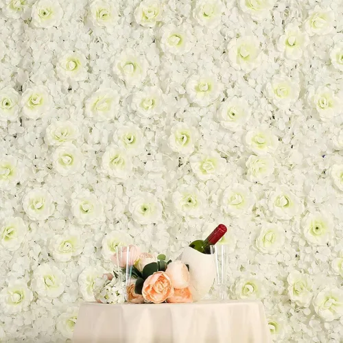Vista 5 de Tableclothsfactory Paquete de 4 paneles de 11 pies cuadrados con protección UV, rubor 3D de seda rosa y hortensia para decoración de centros de mesa