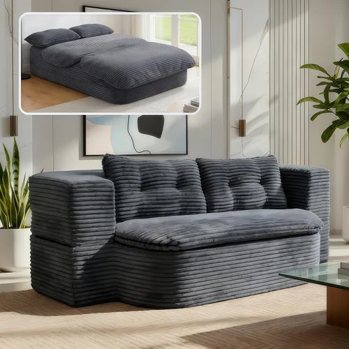 Vista 13 de Sofá cama tipo futón de 78.7 pulgadas, sofá convertible de Marrón