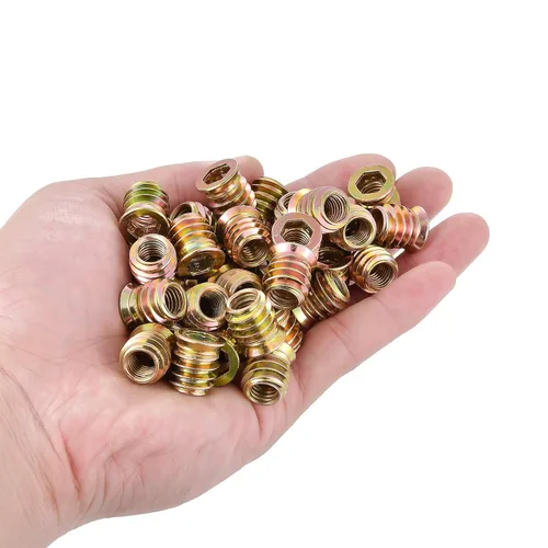 Vista 4 de 80 piezas de insertos de tuerca de madera M8 – Tornillos de metal surtido de llaves hexagonales, insertos roscados, conector de fijación de pernos