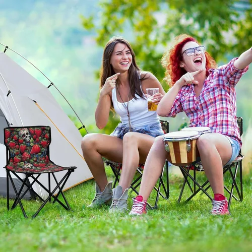 Vista 6 de Al aire libre plegable divertido fresa cráneo camping sillas para adultos silla de camping portátil silla de césped ligero 202a4572
