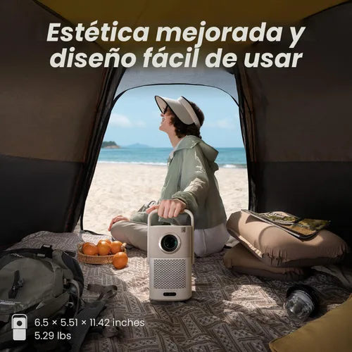 Vista 8 de [Sonido de JBL y batería integrada] Proyector para exteriores Yaber T2 con WiFi 6 y Bluetooth, proyector portátil de película inteligente Native